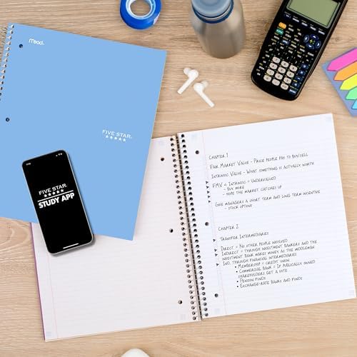 Five Star Spiral Notebook + Study App, 1 Subject, College Ruled Paper, 8.5" x 11", 100 Sheets, Blue (Color May Vary) (72565) - Image 4