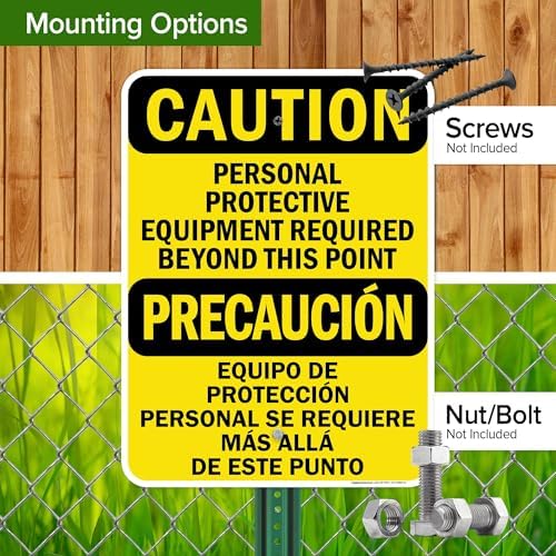Caution Personal Protective Equipment Required Beyond This Point Bilingual Osha Sign, 18x24 Inches, Rust Free .063 Aluminum, Fade Resistant, Made in USA by My Sign Center - Image 5