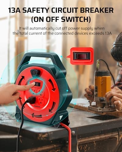 DEWENWILS 25FT Extension Cord Reel, Hand Wind Retractable Cord Reel - Image 6