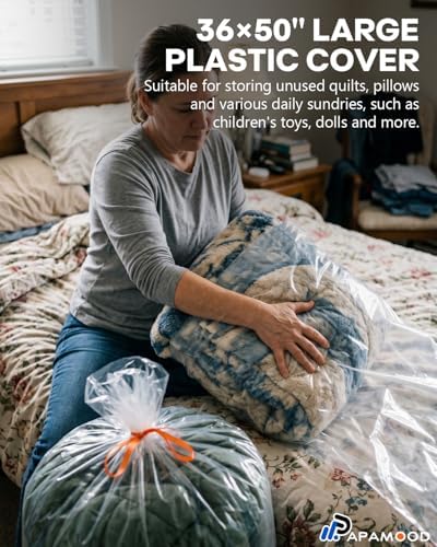 32x42 Inches Clear Large Plastic Storage Bags for Wreath Blankets, 8 Pack - Image 3