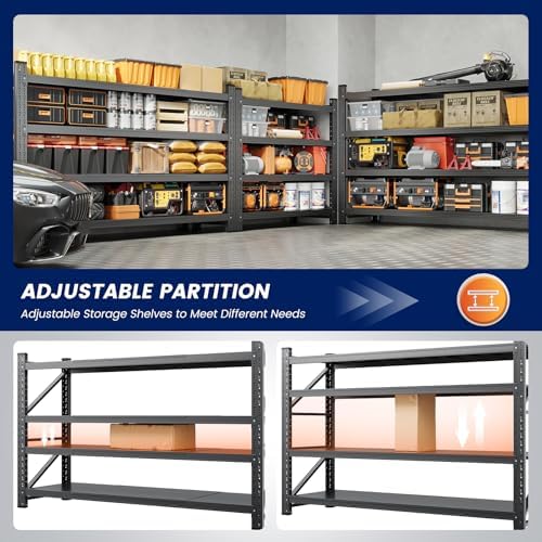 Yizosh 68" W Metal Garage Storage Shelves,Heavy Duty Adjustable Steel Organization Shelving,Utility Rack Shelf,68" W x 24" D x 63" H for Basement,Warehouse,Industrial - Image 4