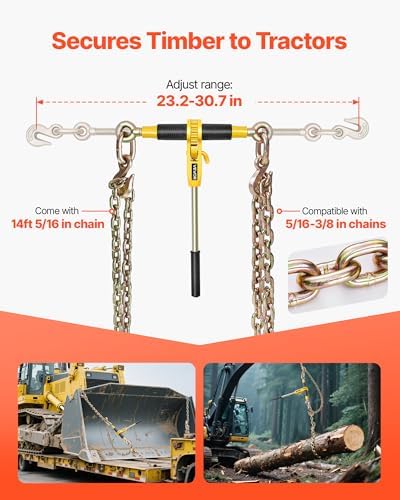 VEVOR Ratchet Chain Binder, 5/16 in x 14 ft G80 Chains, 8000 lbs Working Load of Ratchet Load Binder, Chains and Binders Set, Tie Down Hauling Chain Binders for Hauling, Towing, Logging (4 Sets) - Image 3