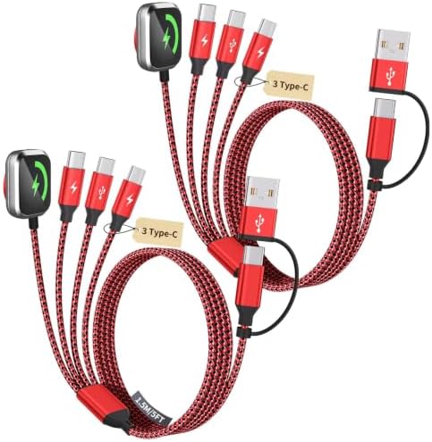 Multi Charging Cable for Multiple Devices with 3Type-C/iWatch Charger, 5FT by MPATIBY