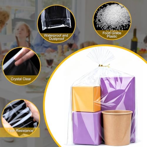 100pcs 9X12 inch Clear Cellophane Bags Gift Wrap Treat Party Favors Bags - Image 3