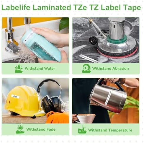 TZe-221 TZe221 Replacement for Brother P Touch Label Maker Tape 9mm 0.35'' (Pack of 2) - Image 6