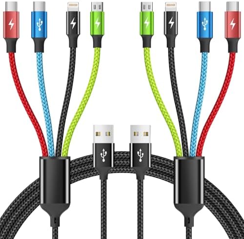 4 in 1 Multi Charging Cable, 2 Pack 5FT Charging Cords for Multiple Devices by Firsting