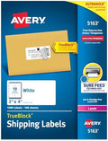 Avery® Printable Shipping Labels, Sure Feed® Technology, 2" x 4" Customizable Stickers, White, 1,000 Blank Mailing Labels, Great for Mailing, Shipping, and More (5163) by Avery
