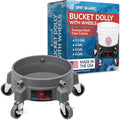 Grit Guard Bucket Dolly with Wheels - Rolling Detailing Wash Bucket with 5 Wheels and 2 Locking Casters Compatible with 2.5, 4, 5 and 6 Gallon Buckets (Silver, 3" Grey Casters) - Made in the USA by GritGuardInc
