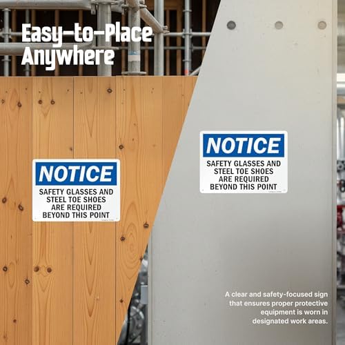 SmartSign Notice - Safety Glasses And Steel Toe Shoes Are Required Beyond This Point OSHA Metal Sign, 10 x 14 inches 40 mil Laminated Rustproof Aluminum, Made in USA - Image 6