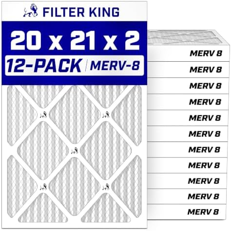 Filter King 20x21x2 Air Filter MERV 8, AC Furnace Filters (12-Pack) by FilterKing