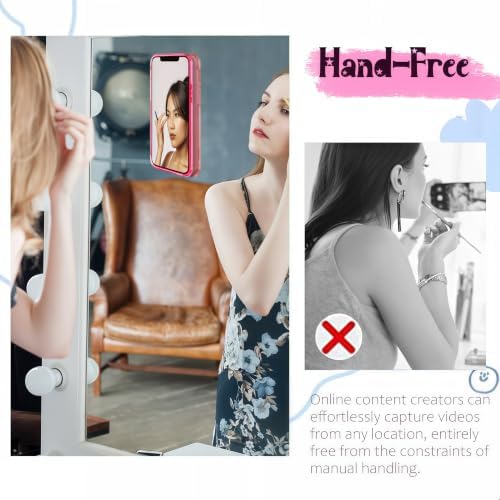 LvShuLiangPin Anteel Silicone Suction Phone Case Mount, Silicon Adhesive Phone Accessory for Smartphones, Hands-Free Mirror Shower Phone Holder for Selfies, Tiktok Videos (Pink) - Image 5