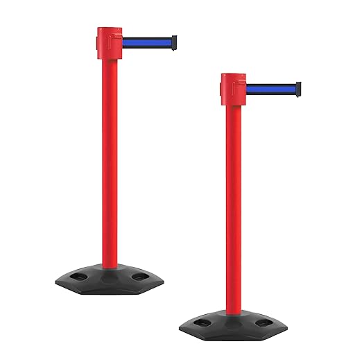 Montour Line MSR760 Set of 2 Retractable Belt Barrier Stanchion, Rubber Base by Montour+Line