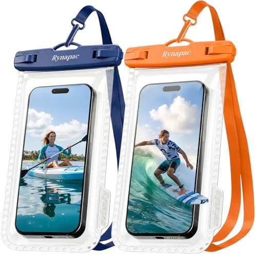 Rynapac IPX8 Waterproof Phone Pouch - 8.5in, 2 Pack Waterproof Phone Case for iPhone 17 16 15 Pro Max, Galaxy S26 S25 Ultra, Cellphone Dry Bag with Lanyard for Beach Vacation Travel Cruise Essentials by Rynapac