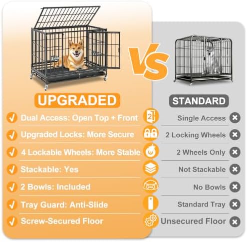 Homey Pet Two Tier 37" Heavy Duty Stackable Dog Crate with Wheels - Image 4