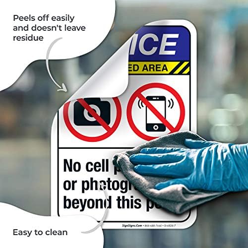 No Cell Phones Or Photography Beyond This Point Sign, ANSI Notice Sign, - Image 7