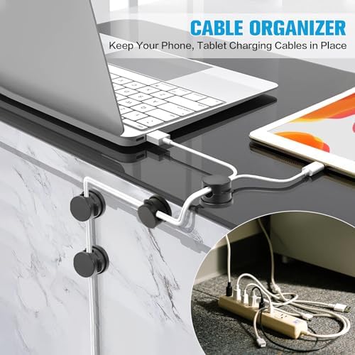 6PC Cord Organizer Holder for Desk, New 360° Rotatable Spring Cable Clips - Image 3
