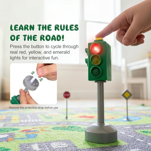 TOYANDONA Traffic Signs Toy Set Multicoloured Road Light Stop Safety Traffic Maker Crosswalk Signal Toy for Kids Birthday Education Gifts - Image 5