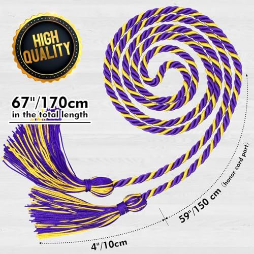 Graduation Cords Purple Gold Cords for Graduation 2026 Graduation Honor Cords (Mixed Purple and Glod) - Image 2