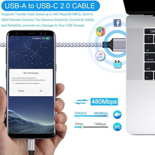 USB C Cable Fast Charging Nylon Braided 3Pack 6ft USB A to Type C Cord - Image 6