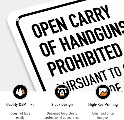 No Open Carry of Handgun Prohibited Texas §3007 Sign, - Image 5