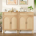 Keehusux Rattan Sideboard Buffet Cabinet Set of 2, Natural Oak by Keehusux