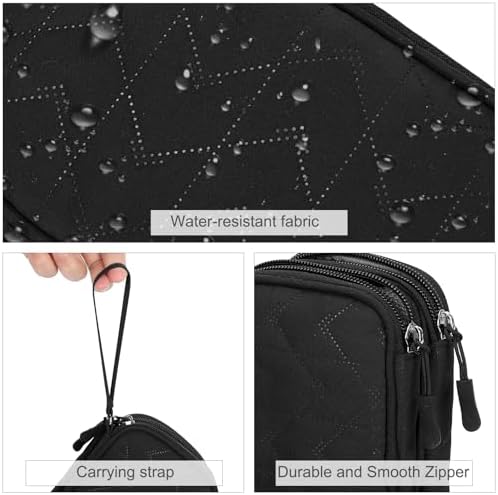 FYY Electronic Organizer, Travel Tech Pouch, Cable Organizer Black Quilted - Image 4
