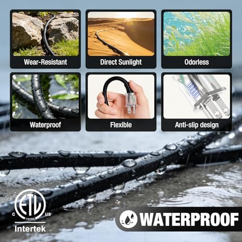 12/3 Gauge Outdoor Extension Cord 10 FT Heavy Duty Waterproof Black(2Pack) - Image 5