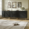 Storage Cabinet with 2 Fluted Doors and Adjustable Shelves, Black, 3pcs丨Modern Wood Accent Table, Sideboard Buffet Cabinet, Console Table for Living Room, Hallway, Entryway by Provideyouwithbestproduct%EF%BC%81