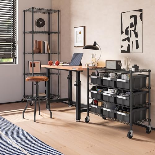 4-Tier NSF 9-Bin Steel Wire Shelving Rack, 36"W x 14"D x 31"H, Graphite - Image 5
