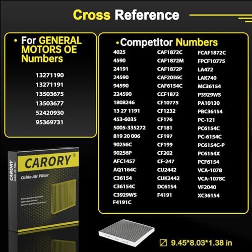 Cabin Air Filter w/Activated Carbon for 2011–2016 Cruze, 2013–2015 Malibu, 2013–2022 Trax, 2013–2022 Encore, 2012–2020 Sonic, 2010–2016 SRX, 2010–2016 LaCrosse, 2013–2022 Spark, and More, CF778 - Image 4