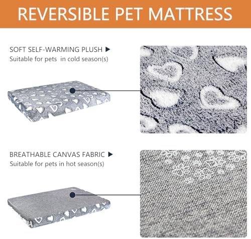 VANKEAN Reversible Cool/Warm Crate Mat Waterproof Washable Firm S-XXL Grey - Image 3