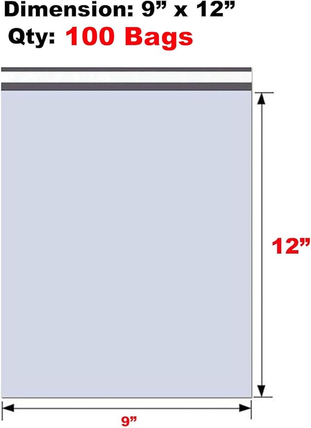 iMBAPrice 100 - 9x12 Premium Matte Finish Self-Sealing Non-Padded White Poly - Image 2