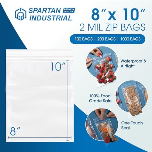 8” X 10” (1000 Count) Quart Clear Reclosable Zip Plastic Poly Bags - Image 2
