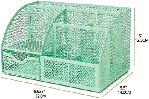 Annova Mesh Desk Organizer Office with 7 Compartments + Drawer/Desk Tidy Candy/Pen Holder/Multifunctional Organizer (Green23) - Image 2
