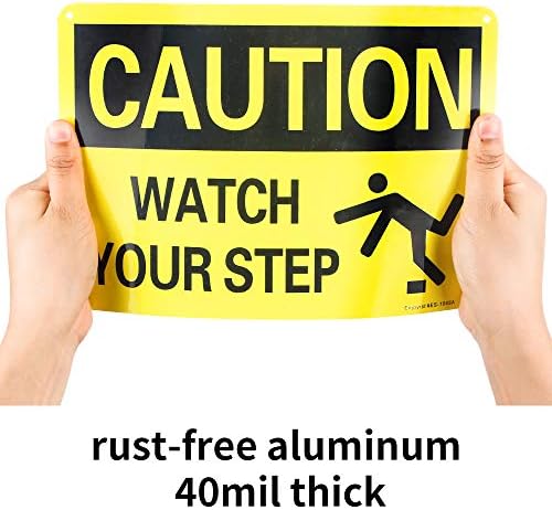 Enjoyist 2-Pack Caution Watch Your Step Sign, 10"x 7" .040 Rust Free Aluminum – Reflective, UV Protected and Weatherproof - Image 3