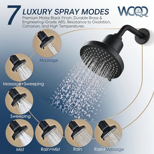 360 Degree Rotated Black Shower Head ＆ Filter COMBO ! Anti - Chlorine Hard Water Filtered Shower Heads 6 Inch- 7 Sprays High Pressure Showerheads with 25 Stage Filtration for Adult and Baby - Image 3