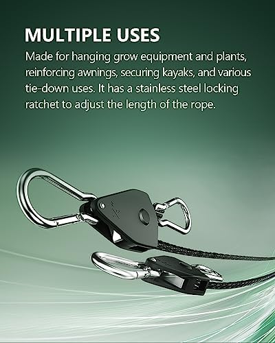 4-Pack 1/8" Rope Hanger, Heavy Duty Ratchet Tie Down Strap - Image 2