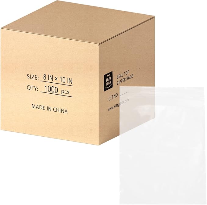8" X 10" 2 Mil Clear Reclosable Zip Plastic Poly Bags, Quart by 247BAGS