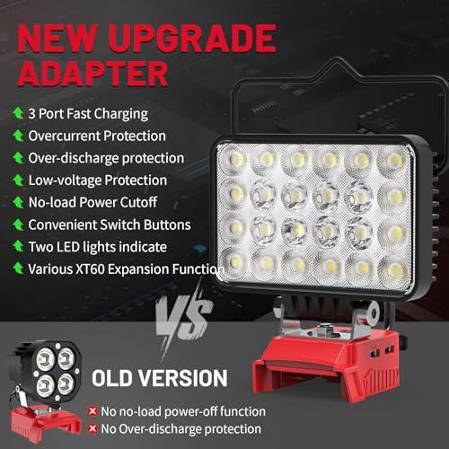 Azocek LED Work Light Compatible with Mil-wau-kee 18V Battery 7200LM - Image 5