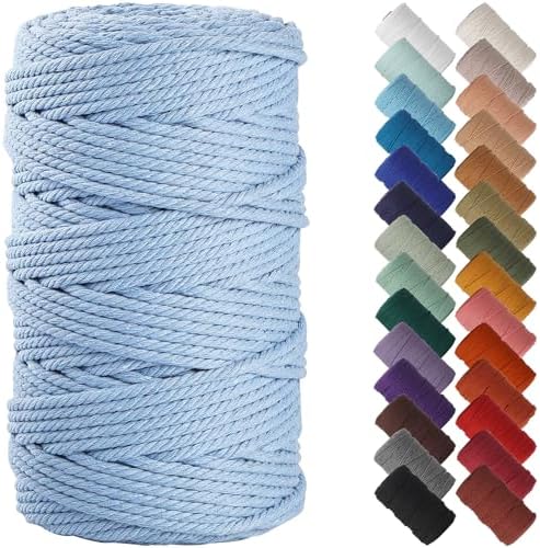 NOANTA Baby Blue Macrame Cord 4mm x 109yards, Cotton Rope Macrame Yarn by NOANTA