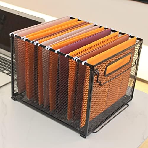 SETTFRFE Letter Size Metal Hanging File Folder Organizer Crate Basket,Black - Image 3