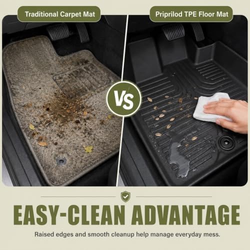 Priprilod Floor Mats & Trunk Cargo Liner Fit for Toyota Toyota Sienna 2004-2010 All Weather Protector TPE Floor Liners Custom Fit Car Mats Non-Slip - Image 6
