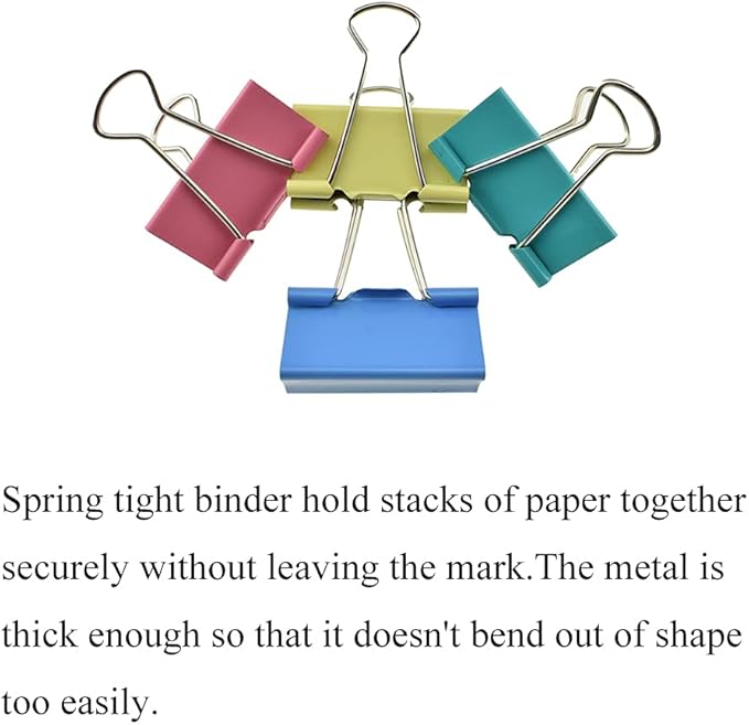 HAHIYO Binder Clips Paper Clamps Spring Steel Sturdy Large 1.57 inches Width - Image 5