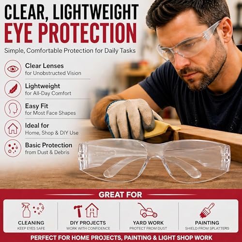 BISON LIFE Clear Safety Glasses for Men & Women, ANSI Z87.1 Certified, 6 Pk - Image 3