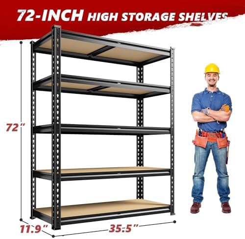 REIBII 2 Pack Garage Shelving for Basement, Heavy Duty Storage Shelves - Image 3