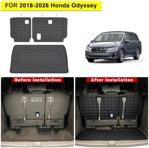 Floor Mats & Trunk Mats for 2018-2026 Honda Odyssey, TPE All Weather Protection 3 Rows Car Floor Liners with Cargo Liners Covering the backrest Accessories - Image 2