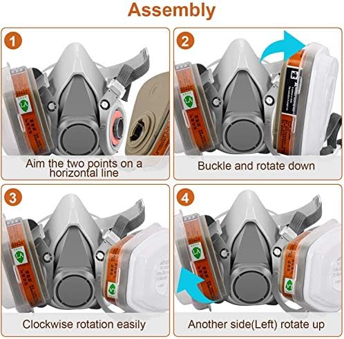 NC Reusable Face Cover Set with Glasses for Gas, Painting, Dust, Machine Polishing, Organic Vapors with Filter Cotton, Staining,Car Spraying,Sanding &Cutting, DIY and Other Work Protection - Image 5
