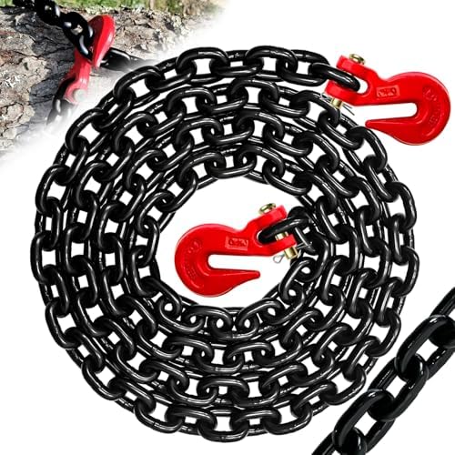 G80 Binder Chain 3/8" x 16ft - Heavy-Duty Transport Safety Chain with Clevis Grab Hooks, 7100 lbs Safe Working Load for Towing, Tie Down, Binding & Truck Logistics by SENKEYFE