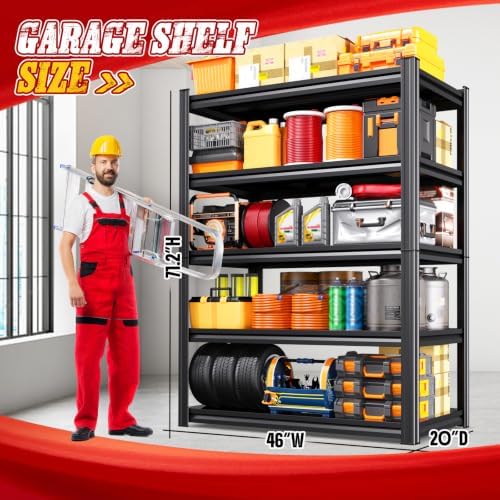 2 Pack 5-Tier Heavy Duty Metal Garage Shelving 71.2" Hx46 Wx20 D - Image 3