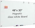 MaxGear Glass White Boards 48x30 Inches, Wall Mounted Magnetic Glass Dry Erase by MaxGear